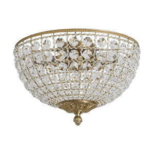 Farmhouze Light - Spanish Luxury Brass Crystal Dome Flush Mount Ceiling Light - Ceiling Light - 15 in - 