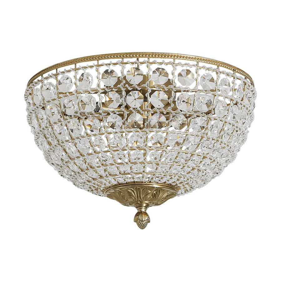 Farmhouze Light - Spanish Luxury Brass Crystal Dome Flush Mount Ceiling Light - Ceiling Light - 15 in - 