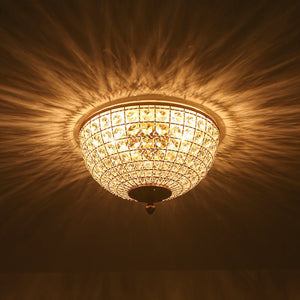 Farmhouze Light - Spanish Luxury Brass Crystal Dome Flush Mount Ceiling Light - Ceiling Light - 15 in - 