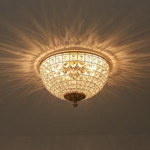 Farmhouze Light - Spanish Luxury Brass Crystal Dome Flush Mount Ceiling Light - Ceiling Light - 15 in - 