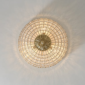 Farmhouze Light - Spanish Luxury Brass Crystal Dome Flush Mount Ceiling Light - Ceiling Light - 15 in - 
