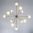 Load image into Gallery viewer, Farmhouze Light - Statement 12 - Light Frosted Glass Globe Sputnik Sunburst Chandelier - Chandelier - Brass - 
