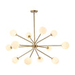 Load image into Gallery viewer, Farmhouze Light - Statement 12 - Light Frosted Glass Globe Sputnik Sunburst Chandelier - Chandelier - Brass - 
