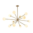 Load image into Gallery viewer, Farmhouze Light - Statement 12 - Light Frosted Glass Globe Sputnik Sunburst Chandelier - Chandelier - Brass - 

