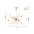 Load image into Gallery viewer, Farmhouze Light - Statement 12 - Light Frosted Glass Globe Sputnik Sunburst Chandelier - Chandelier - Brass - 
