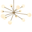Load image into Gallery viewer, Farmhouze Light - Statement 12 - Light Frosted Glass Globe Sputnik Sunburst Chandelier - Chandelier - Brass - 
