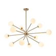 Load image into Gallery viewer, Farmhouze Light - Statement 12 - Light Frosted Glass Globe Sputnik Sunburst Chandelier - Chandelier - Brass - 
