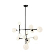 Load image into Gallery viewer, Farmhouze Light - Statement Celestial Milky Glass Globe Tiered Sputnik Chandelier - Ceiling Light - Black - 

