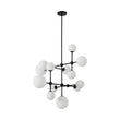 Load image into Gallery viewer, Farmhouze Light - Statement Celestial Milky Glass Globe Tiered Sputnik Chandelier - Ceiling Light - Black - 
