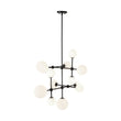 Load image into Gallery viewer, Farmhouze Light - Statement Celestial Milky Glass Globe Tiered Sputnik Chandelier - Ceiling Light - Black - 
