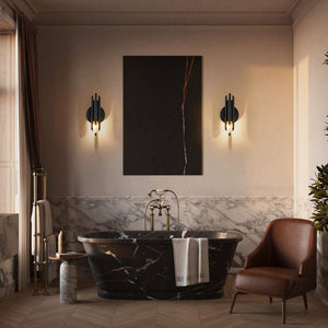 Farmhouze Light - Statement Cylindrical Pipe Bathroom Single Wall Light - Wall Sconce - Black - 