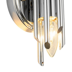Farmhouze Light - Statement Cylindrical Pipe Bathroom Single Wall Light - Wall Sconce - Chrome - 
