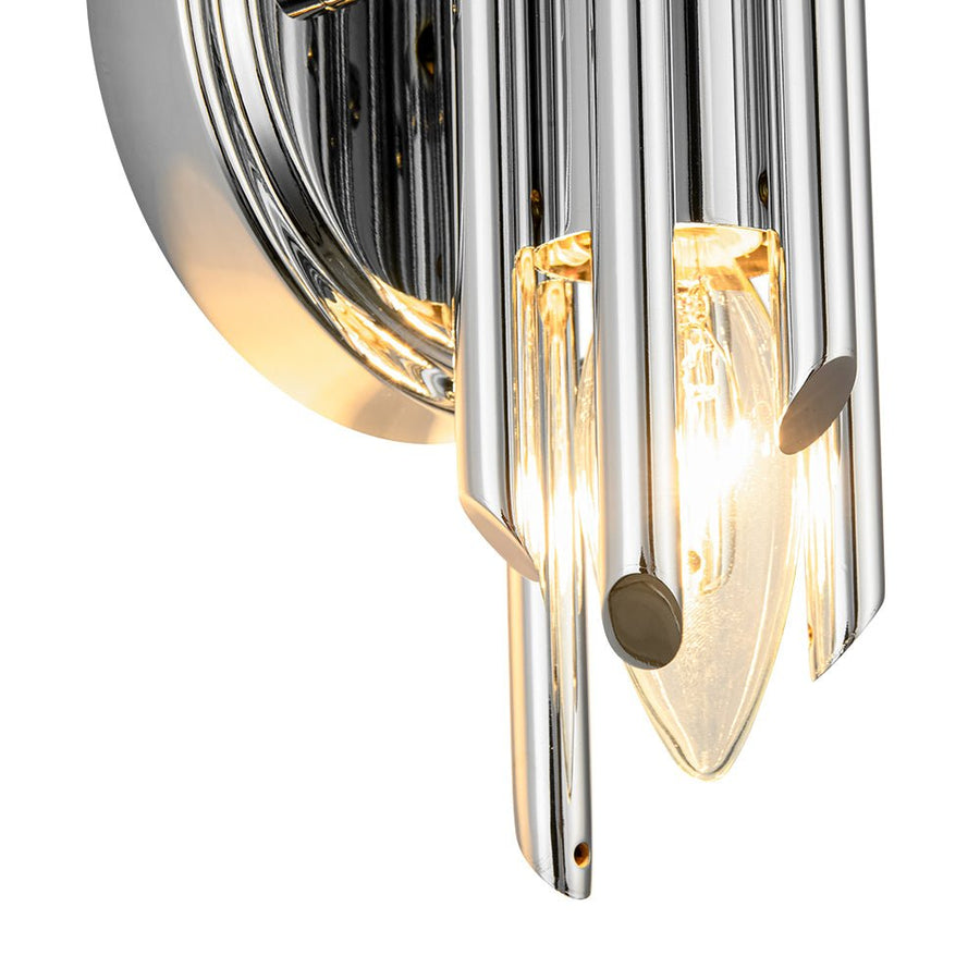 Farmhouze Light - Statement Cylindrical Pipe Bathroom Single Wall Light - Wall Sconce - Chrome - 
