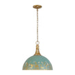 Load image into Gallery viewer, Farmhouze Light - Vintage 1 - Light Gold Green Patina Metal Dome Pendant - Chandelier - 15.7 in - 
