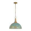 Load image into Gallery viewer, Farmhouze Light - Vintage 1 - Light Gold Green Patina Metal Dome Pendant - Chandelier - 15.7 in - 
