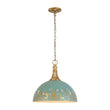 Load image into Gallery viewer, Farmhouze Light - Vintage 1 - Light Gold Green Patina Metal Dome Pendant - Chandelier - 15.7 in - 

