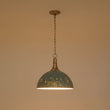 Load image into Gallery viewer, Farmhouze Light - Vintage 1 - Light Gold Green Patina Metal Dome Pendant - Chandelier - 15.7 in - 
