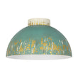 Load image into Gallery viewer, Farmhouze Light - Vintage 1 - Light Gold Green Patina Metal Semi Flush Mount - Ceiling Light - 13.8 in - 
