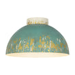 Load image into Gallery viewer, Farmhouze Light - Vintage 1 - Light Gold Green Patina Metal Semi Flush Mount - Ceiling Light - 13.8 in - 

