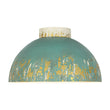 Load image into Gallery viewer, Farmhouze Light - Vintage 1 - Light Gold Green Patina Metal Semi Flush Mount - Ceiling Light - 13.8 in - 
