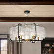 Load image into Gallery viewer, Farmhouze Light-Vintage 6-Light Water Glass Wide Drum Lantern Chandelier-Chandelier-Black-
