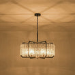 Load image into Gallery viewer, Farmhouze Light-Vintage 6-Light Water Glass Wide Drum Lantern Chandelier-Chandelier-Black-
