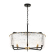 Load image into Gallery viewer, Farmhouze Light-Vintage 6-Light Water Glass Wide Drum Lantern Chandelier-Chandelier-Black-
