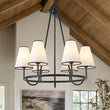 Load image into Gallery viewer, Farmhouze Light - Vintage 6 - Light White Fabric Shade Round Ring Chandelier - Chandelier - 25.6 in - 
