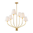 Load image into Gallery viewer, Farmhouze Light-Vintage 6-Light White Pleated Fabric Tiered Candle Chandelier-Chandelier-Brass-
