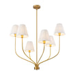 Load image into Gallery viewer, Farmhouze Light-Vintage 6-Light White Pleated Fabric Tiered Candle Chandelier-Chandelier-Brass-
