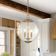 Load image into Gallery viewer, Farmhouze Light-Vintage Brass 3-Light Candle Style Clear Glass Globe Pendant-Pendant-Brass-
