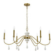 Load image into Gallery viewer, Farmhouze Light - Vintage Brass Scroll 6 - Light Candle Style Chandelier - Chandelier - Brass - 

