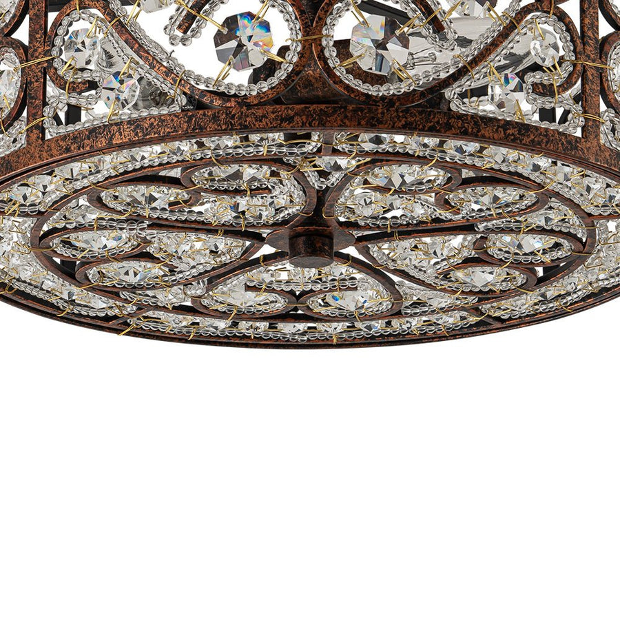 Farmhouze Light - Vintage Bronze Luxe Crystal Drum Lantern Ceiling Light - Ceiling Light - Copper - 