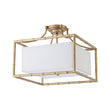 Load image into Gallery viewer, Farmhouze Light-Vintage Gold Bamboo Frame Fabric Square Semi-Flush Ceiling Light-Ceiling Light-16 in-
