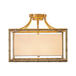 Load image into Gallery viewer, Farmhouze Light-Vintage Gold Bamboo Frame Fabric Square Semi-Flush Ceiling Light-Ceiling Light-16 in-
