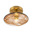 Load image into Gallery viewer, Farmhouze Light-Vintage Hand-Blown Molten Amber Glass Shade Ceiling Light-Ceiling Light-Saucer - 2 Packs-

