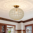 Load image into Gallery viewer, Farmhouze Light-Vintage Luxe 1-Light Faceted Crystal Sphere Cage Semi Flush-Ceiling Light-Grid Sphere-
