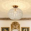 Load image into Gallery viewer, Farmhouze Light-Vintage Luxe 1-Light Faceted Crystal Sphere Cage Semi Flush-Ceiling Light-Radial Sphere-
