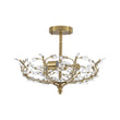 Load image into Gallery viewer, Farmhouze Light-Vintage Luxe Crystal Floral Cage Brass Semi Flush Mount Light-Ceiling Light-Brass-
