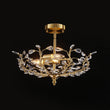 Load image into Gallery viewer, Farmhouze Light-Vintage Luxe Crystal Floral Cage Brass Semi Flush Mount Light-Ceiling Light-Brass-
