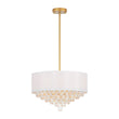 Load image into Gallery viewer, Farmhouze Light-Vintage Luxe Crystal White Fabric Drum Lantern Pendant-Chandelier-17.7 in-
