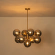 Load image into Gallery viewer, Farmhouze Light - Vintage Luxury Smoked Glass Globe Bubble Sputnik Chandelier - Chandelier - Brass - 

