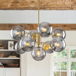 Load image into Gallery viewer, Farmhouze Light - Vintage Luxury Smoked Glass Globe Bubble Sputnik Chandelier - Chandelier - Brass - 
