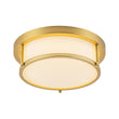 Load image into Gallery viewer, Farmhouze Light-Vintage Opal Glass Drum Dimmable LED Semi Flush Mount-Ceiling Light-Brass-
