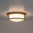 Load image into Gallery viewer, Farmhouze Light-Vintage Opal Glass Drum Dimmable LED Semi Flush Mount-Ceiling Light-Brass-

