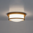 Load image into Gallery viewer, Farmhouze Light-Vintage Opal Glass Drum Dimmable LED Semi Flush Mount-Ceiling Light-Brass-
