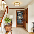 Load image into Gallery viewer, Farmhouze Light-Vintage Opal Glass Drum Dimmable LED Semi Flush Mount-Ceiling Light-Brass-
