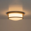 Load image into Gallery viewer, Farmhouze Light-Vintage Opal Glass Drum Dimmable LED Semi Flush Mount-Ceiling Light-Brass-
