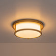 Load image into Gallery viewer, Farmhouze Light-Vintage Opal Glass Drum Dimmable LED Semi Flush Mount-Ceiling Light-Brass-
