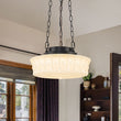 Load image into Gallery viewer, Farmhouze Light - Vintage Rococo Round Embossed Milky Glass Dimmable LED Pendant - Pendant - White Glass - 
